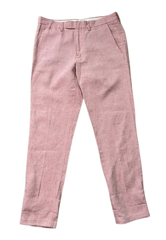 J.CREW Bowery Barid McNutt Irish Linen Pant Mens 30x31 Pink Slim Fit Classic