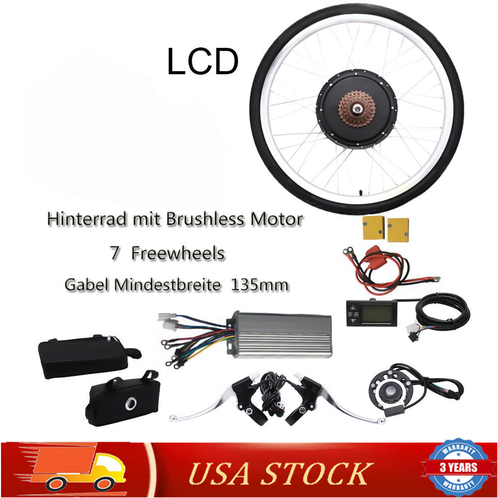 48V 1000W Rear Wheel Electric Bike Conversion Kit with LCD Display – 26 Inch