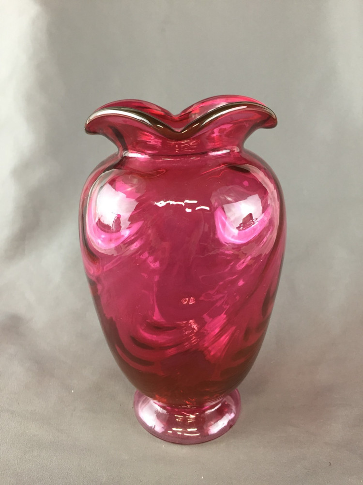 Vintage Fenton Country Cranberry 4-Pinch Rim 6 3/4