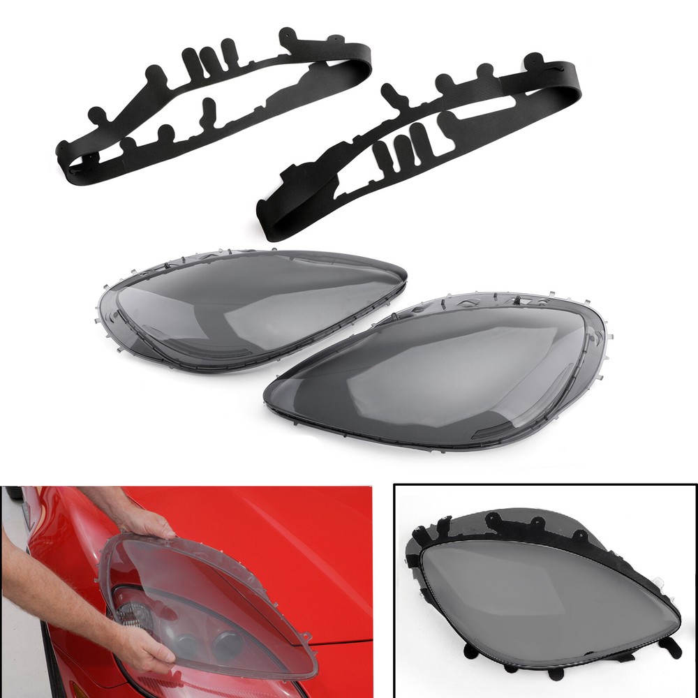 Smoke C6 Corvette 05-13 Headlight Lens Covers Black Gaskets Kit