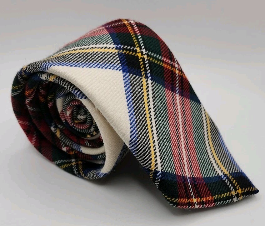 BROOKS BROTHERS Neck Tie 100% Wool Tartan Plaid Made in U.S.A. 59 3/4