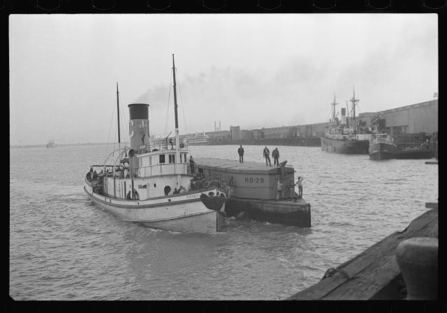 Photo:New Orleans Louisiana 1935 Tugboat Barge Harbor Scabs Transport