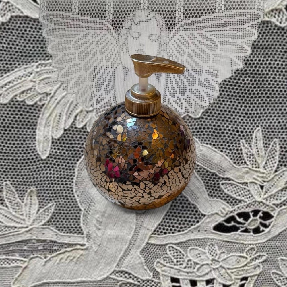 Vintage Whimsygoth Fairycore Mosaic Silver Soap Dispenser