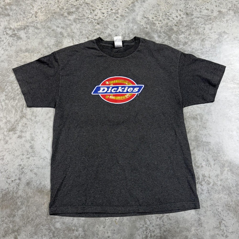 Vintage Dickies shirt mens XL gray graphic big logo y2k skater grunge workwear