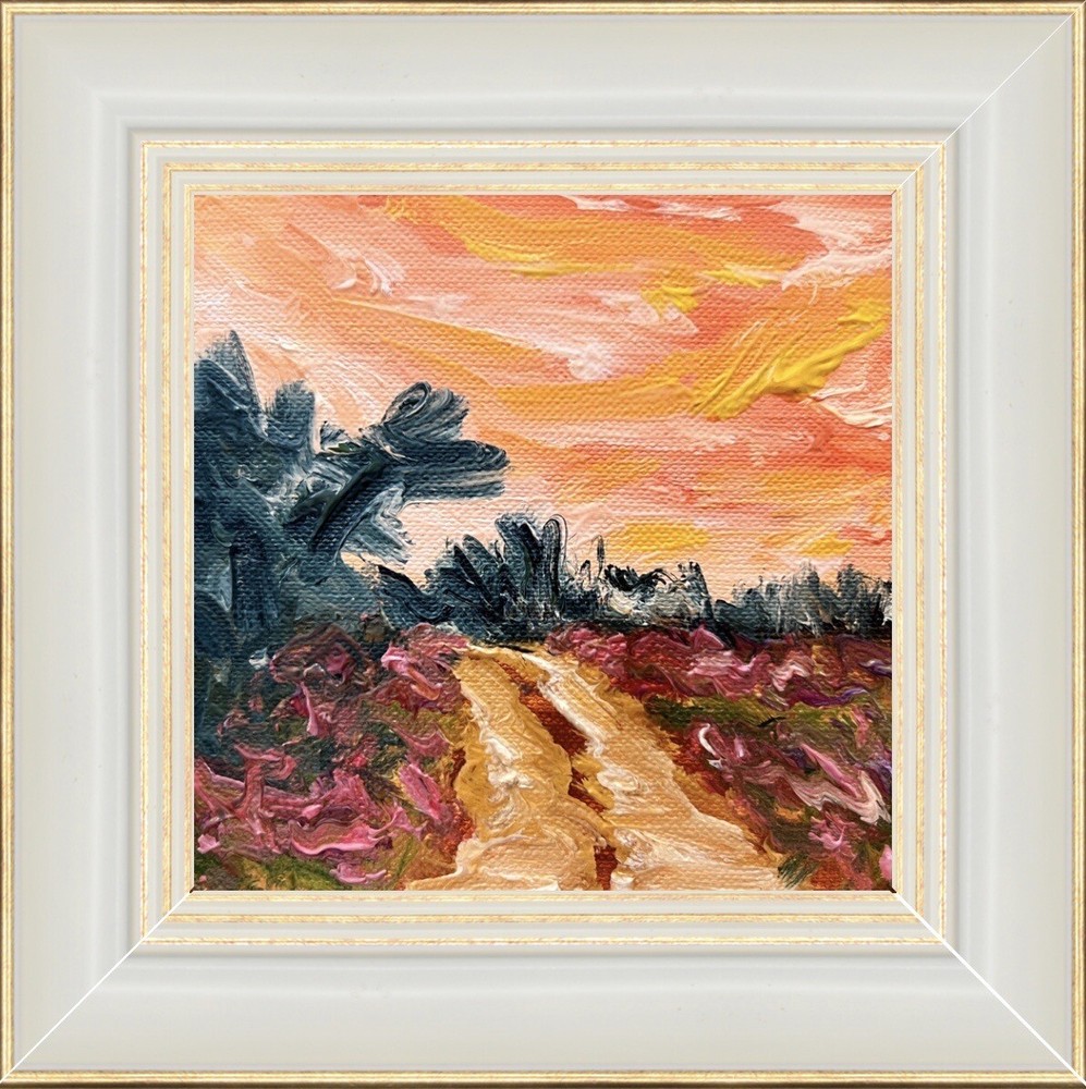 Framed Original Artwork Summer Sunset Countryside Impressionism Oil Painting