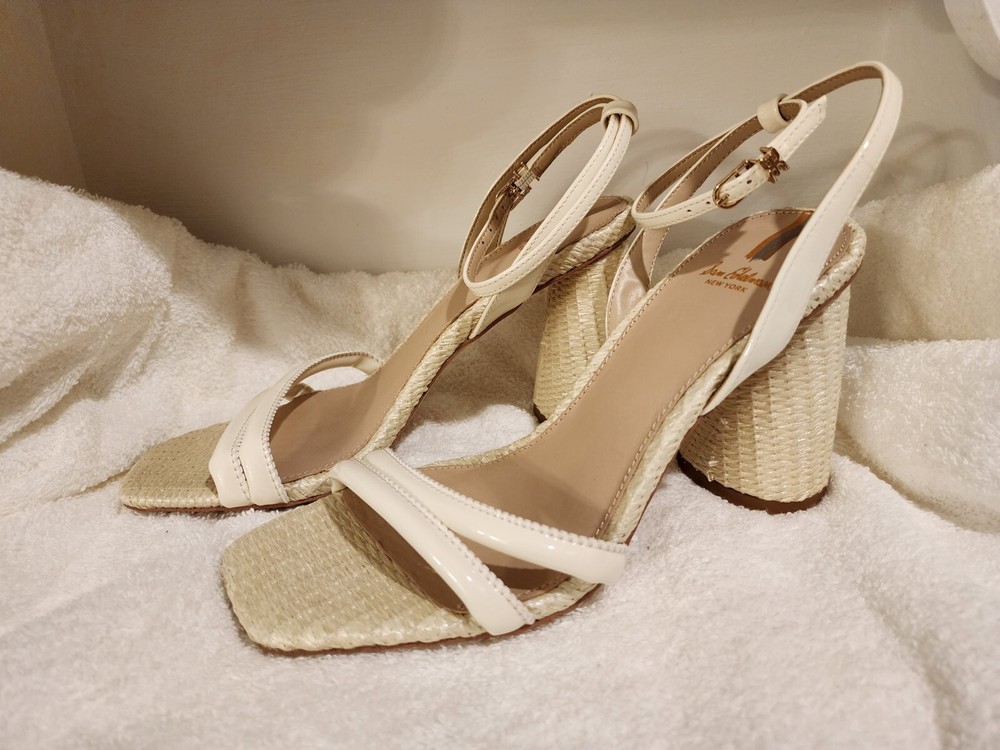 Shop Sam Edelman Kia Block Heels in Women's Size 7.5 Cream for Timeless Style and Comfort