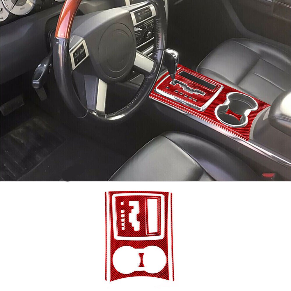 Chrysler 300 Red Carbon Fiber Interior Trim Kit 6Pcs Transmission Console Cover  