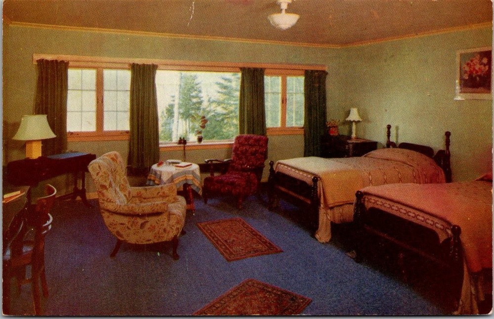 Holl's Inn Inlet NY Vintage Postcard Adirondacks Fourth Lake Hotel Room