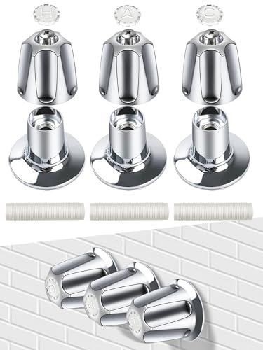 3 Set Tub Faucet Handle, Shower Knob Replacement Include C H D Flange Base and N