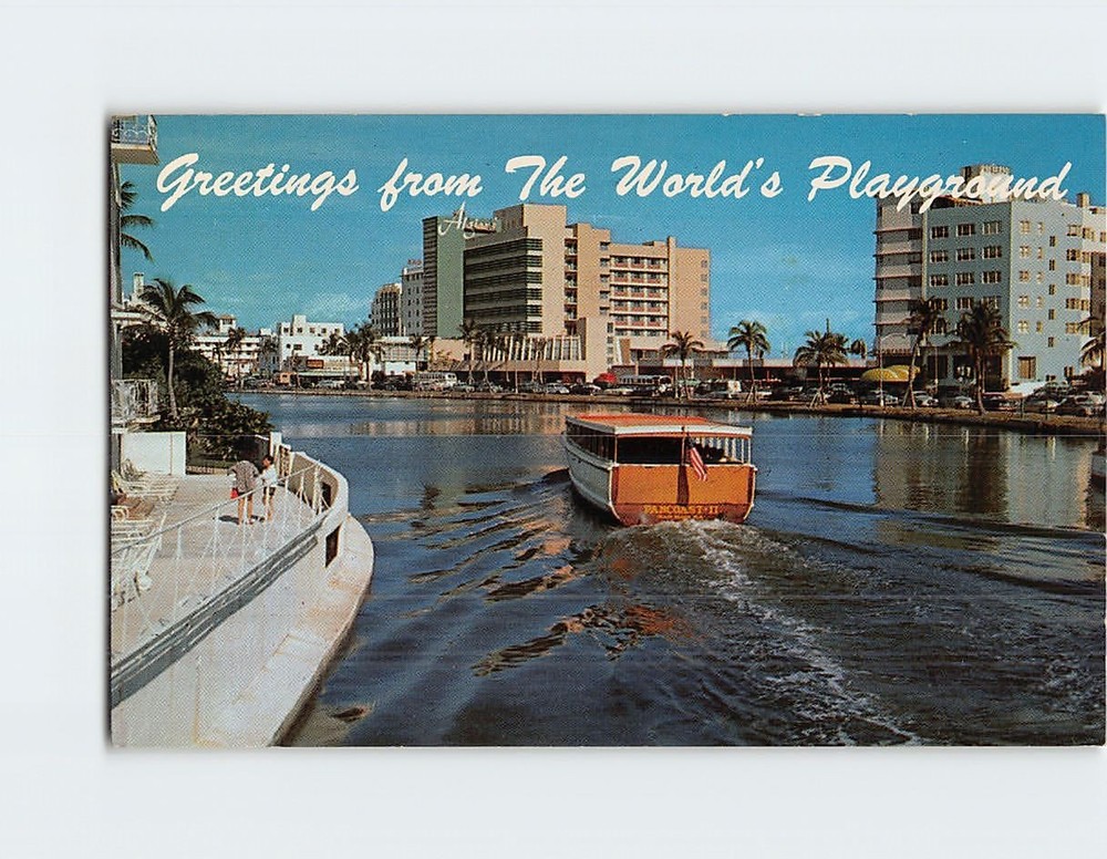 Postcard Greetings from The World's Playground Miami Beach Florida USA