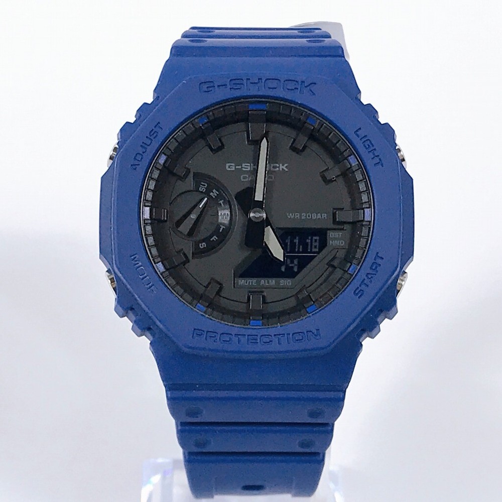 Casio G-Shock GA-2100-2A Men's Watch Blue Carbon 20ATM Water Resistant Used
