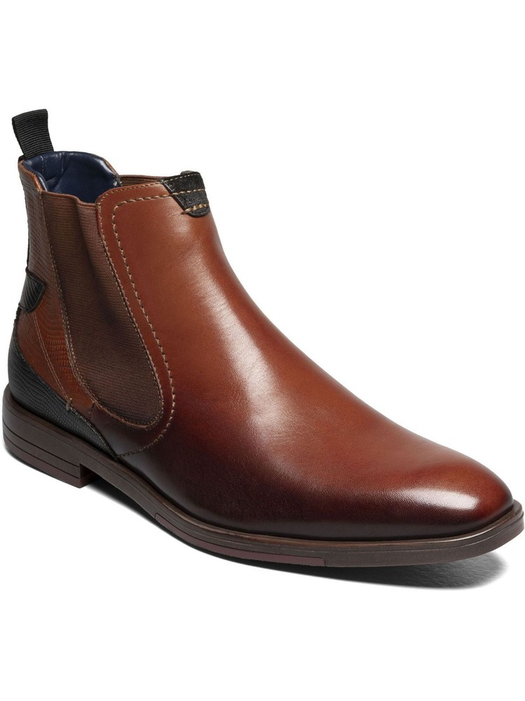 STACY ADAMS Mens Brown Leather Chelsea Boots Round Toe Block Heel Size 11.5 M