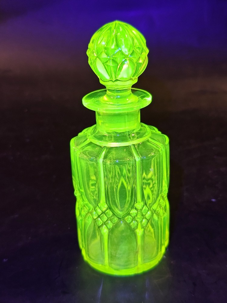 Antique Yellow Vaseline Uranium Glass Perfume Bottle by Val St. Lambert
