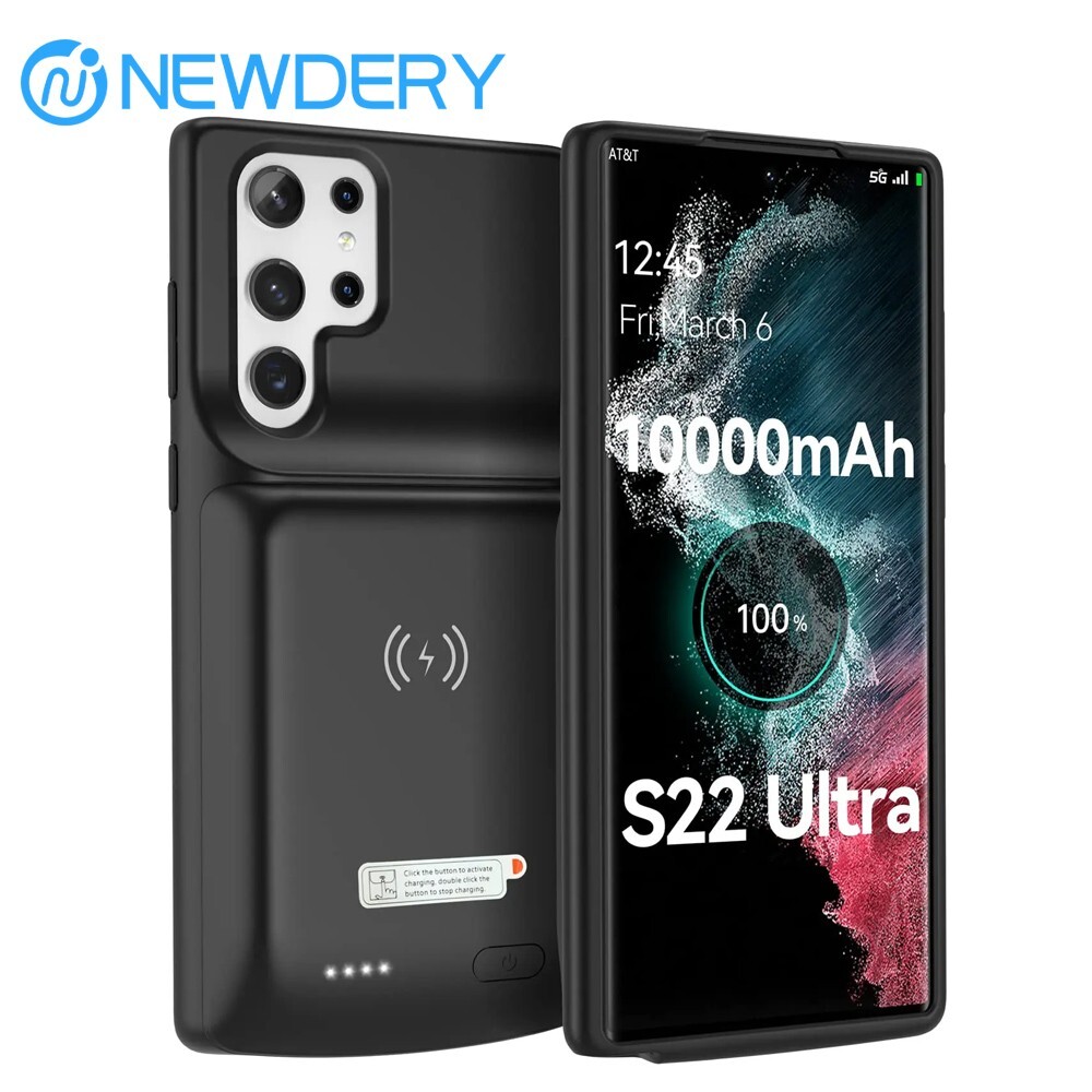 NEWDERY Battery Case For Galaxy  S22 Ultra Wireless Charging Power Bank Cover