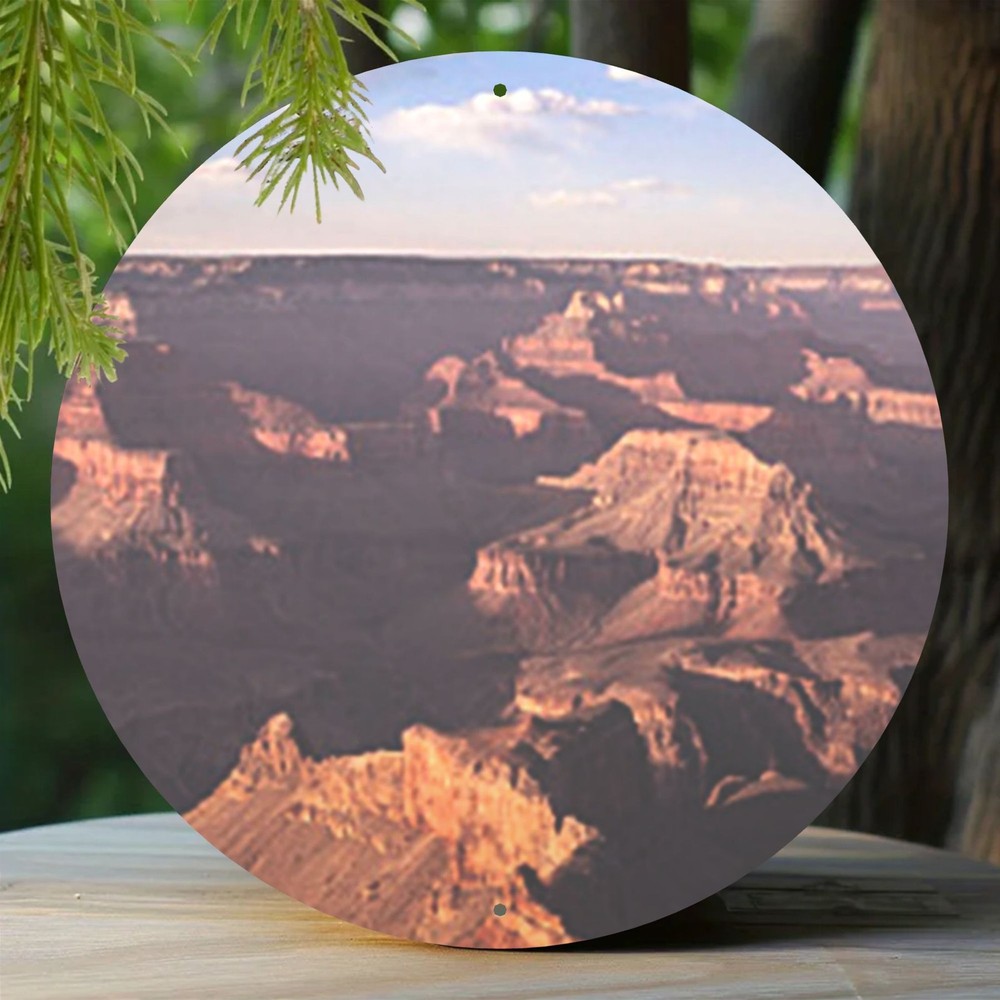 Rapids Light Beige Abstract Round Aluminum Decorative Art
