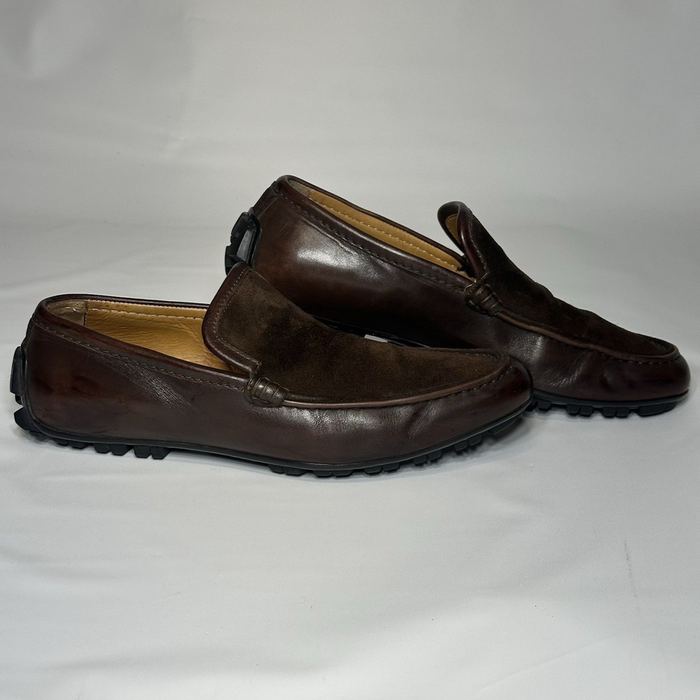 Gucci Driving Loafer Brown Mens Shoes Leather & Suede Size 8 Made In Italy