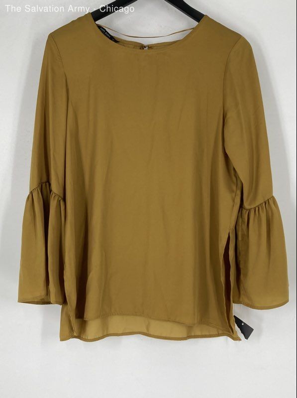 Zara Basic Collection Womens Mustard Yellow Long Sleeve Blouse Top Size Large