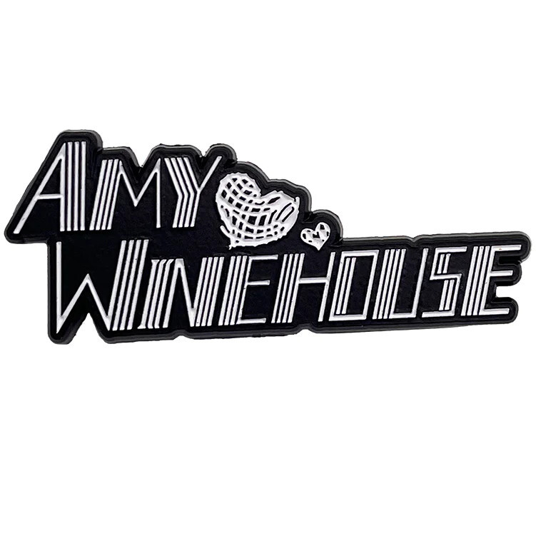 Embossed Enamel Lapel Pin Badge - Amy Winehouse Hearts Logo Icon NEW