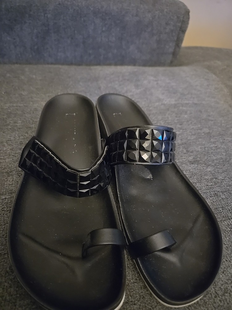 Italian Shoemakers Black Slip-On Sandals, Size 8