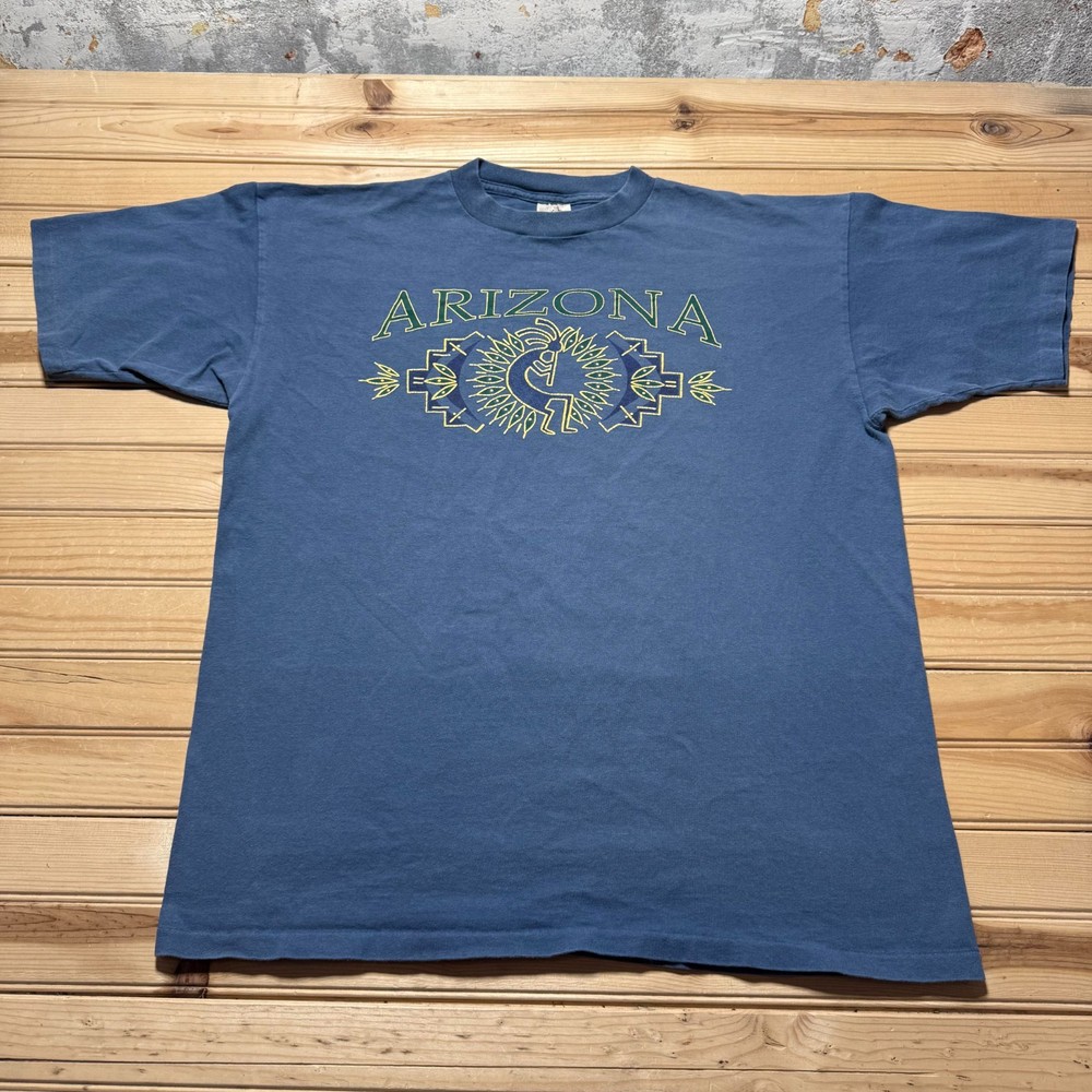 Vintage 90s Arizona Kokopelli Southwestern Graphic Souvenir T-Shirt USA Made XL