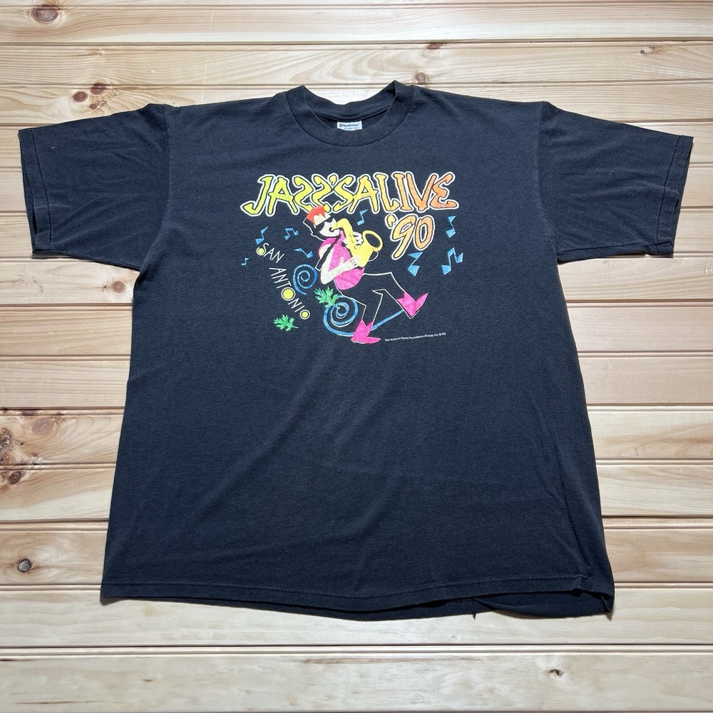 Vintage 1990 San Antonio Jazz Festival Jazz’salive Art Shirt Neon Size XL