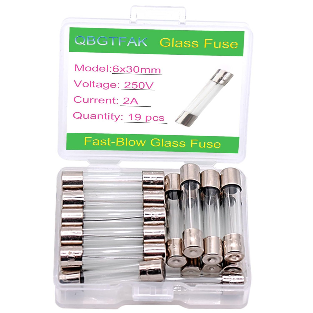 19Pcs 6X30Mm 2A 2 Amp 250 V 0.24X1.18 Inch Volt F2AL250V Fast-Blow Glass Fuses (