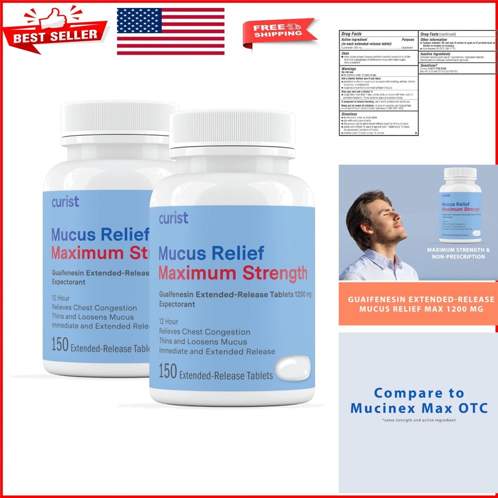 Maximum Strength Guaifenesin 1200 Mg - Non-Drowsy Extended Release - 300 Tablets