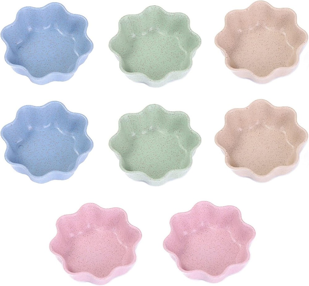 Soy Sauce Dish, 8 Pcs Small Dipping Bowls, Wheat Straw Seasoning Plates