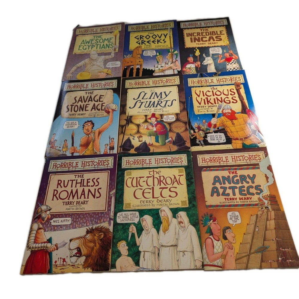 Horrible Histories Book Bundle (9) Terry Deary Paperback Lot Kids History
