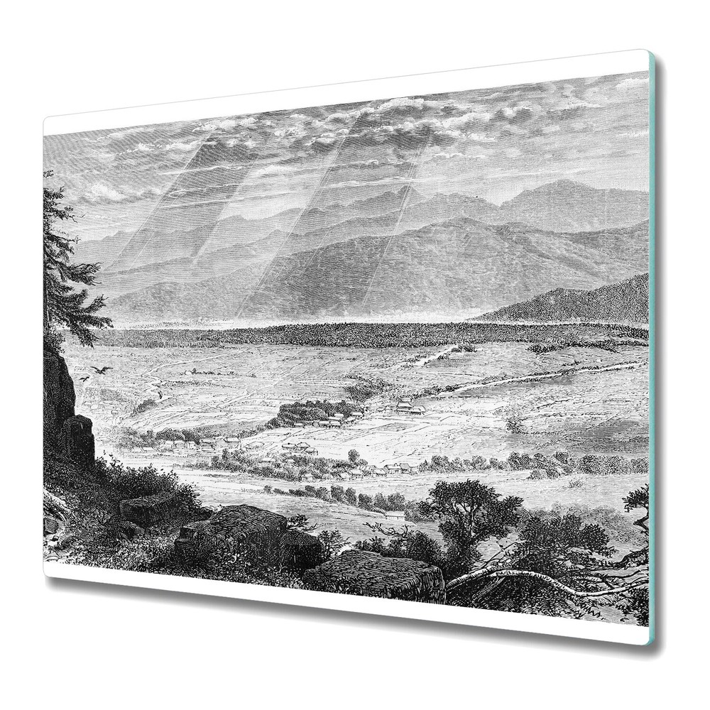 Glass Chopping Board Hills Landscape old school forest wild tree 60x52