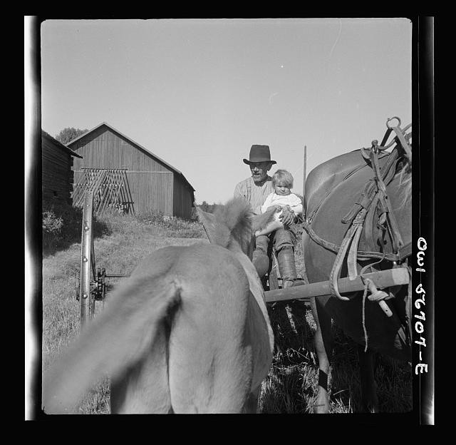 Photo:Finland 1941 Man Child Horse Farm Cart Rural Scene