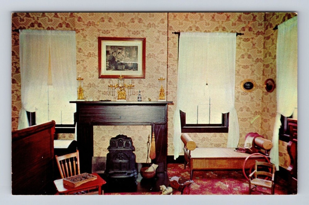Springfield IL-Illinois, Guest Bedroom, Abraham Lincoln's Home Vintage Postcard