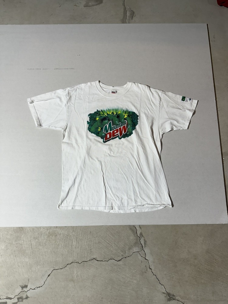 Vtg Mountain Dew The Hulk Movie Promo Tee T-Shirt Men's Size XL White Marvel