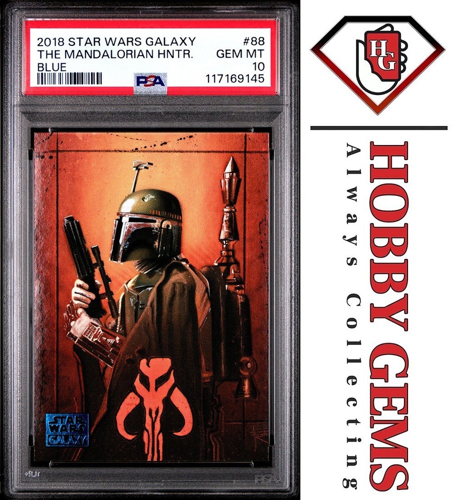 BOBA FETT PSA 10 2018 Topps Star Wars Galaxy The Mandalorian Hunter Blue #88