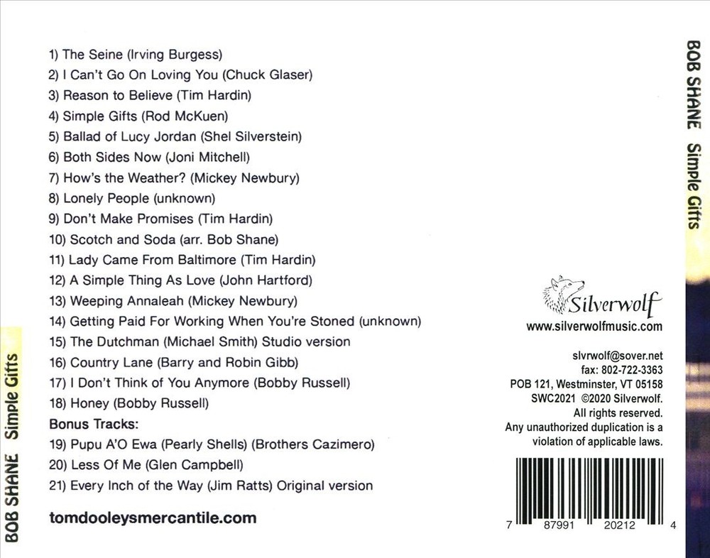 Bob Shane Simple Gifts: The Lost Solo Sessions New Cd