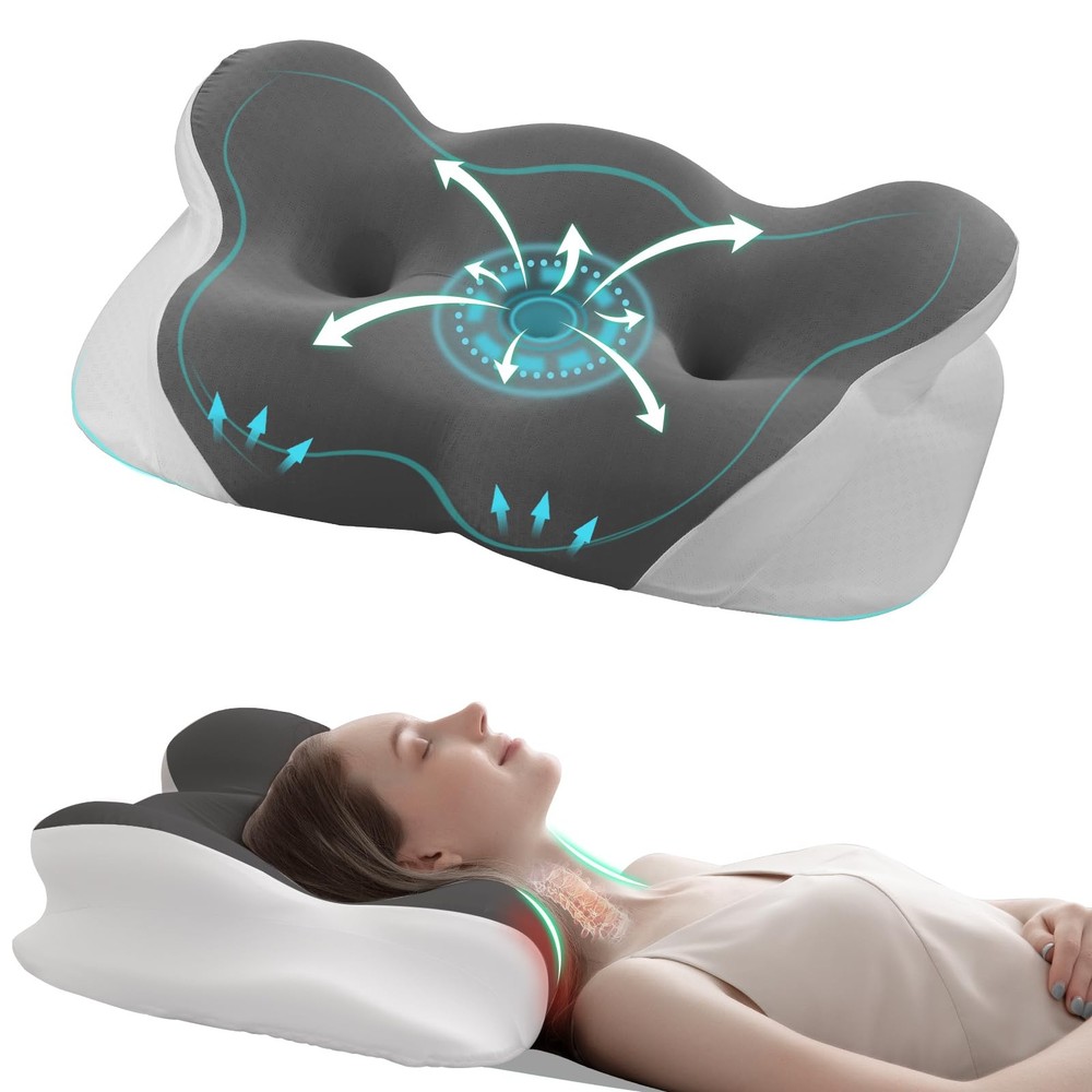Cervical Neck Pillow - Memory Foam Pillows for Pain Relief Sleeping with Cool...