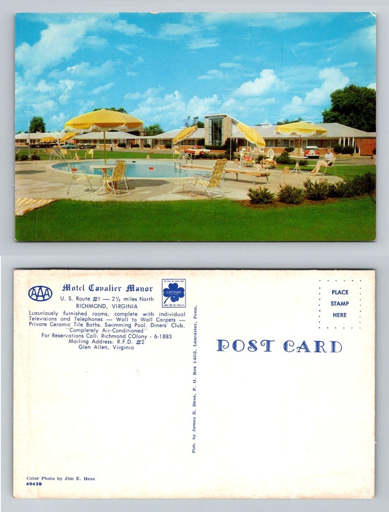 Richmond, VA-Virginia, Cavalier Manor Motel Swimming Pool Vintage Postcard