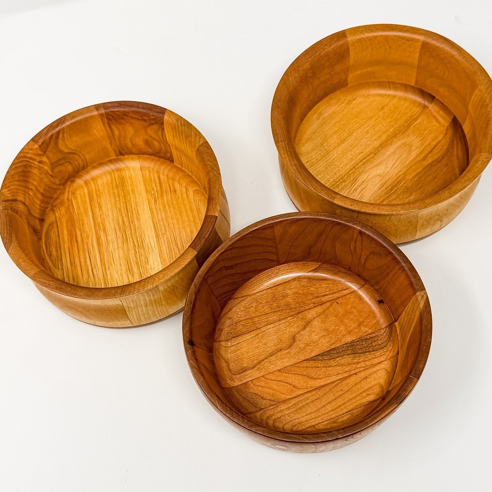 Set of 3 Vermont Bowl Company Wooden Bowls Signed John McLeod 6”