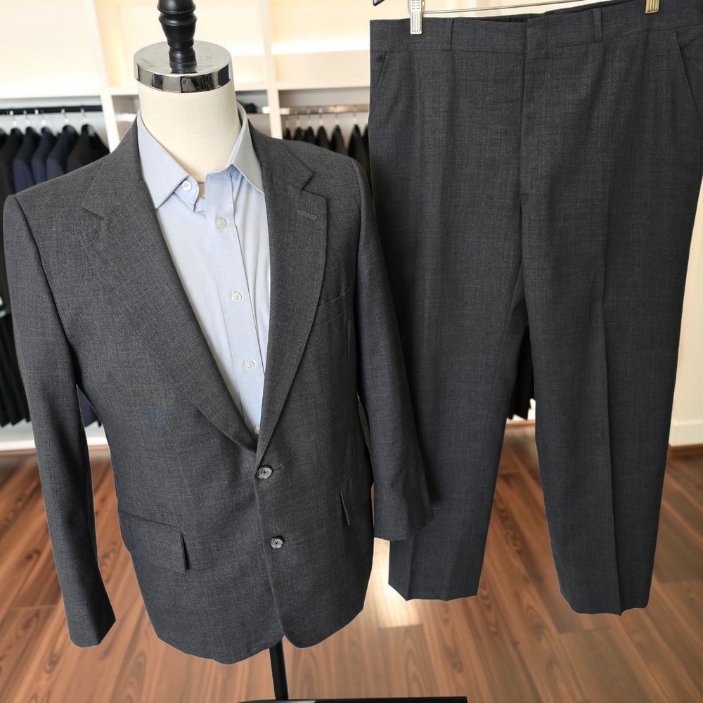 Vintage Bespoke Suit 40S 36x26 Full Canvas Wool 1970s Saint Laurie