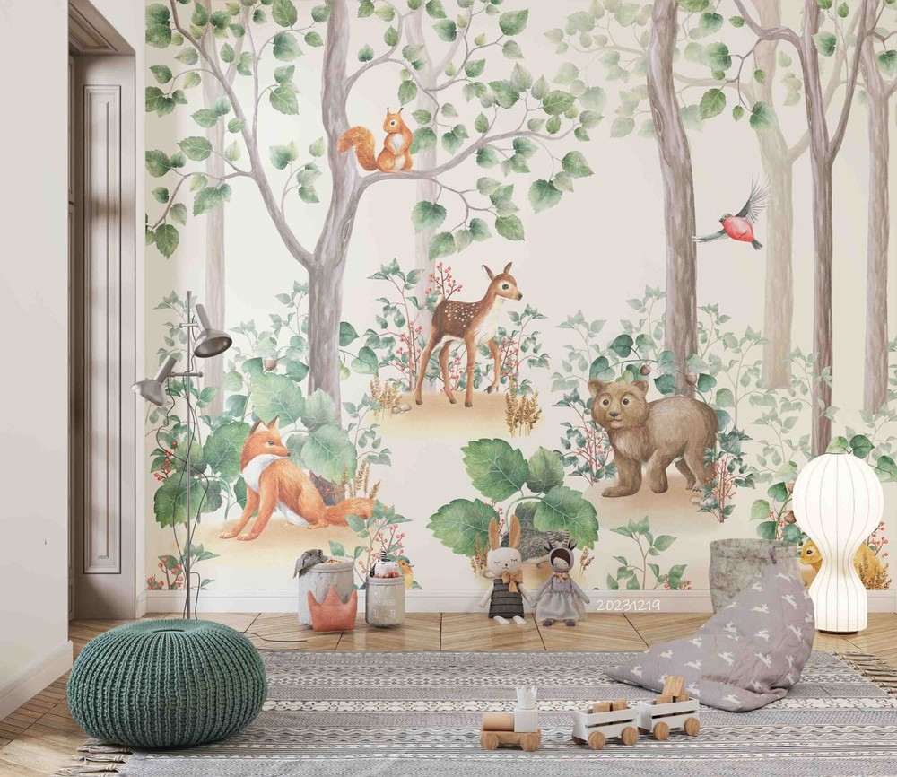 3D Cartoon Forest Fox Elk Wallpaper Murals Sticker for Walls