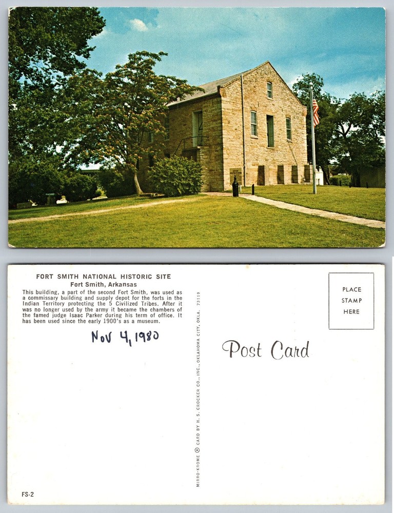 Fort Smith National Historic Site Commissary Judge Parker Postcard 1980