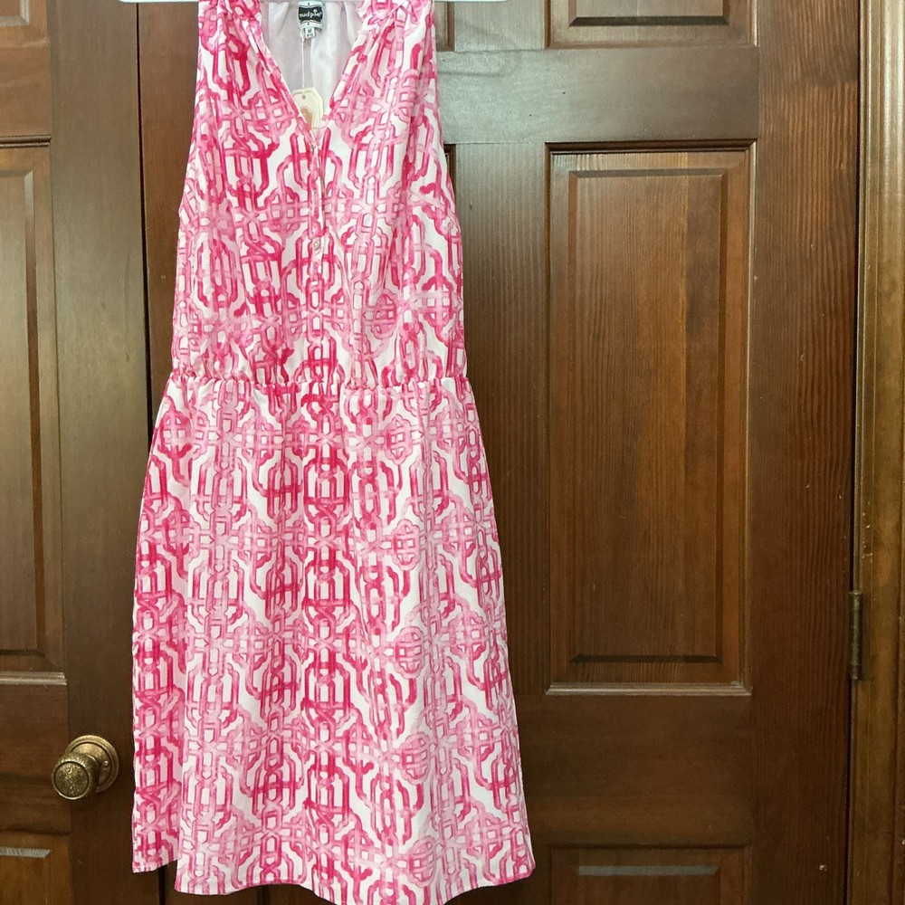 Pink Lattice Print Dress By Mud Pie, Size Medium, NWT
