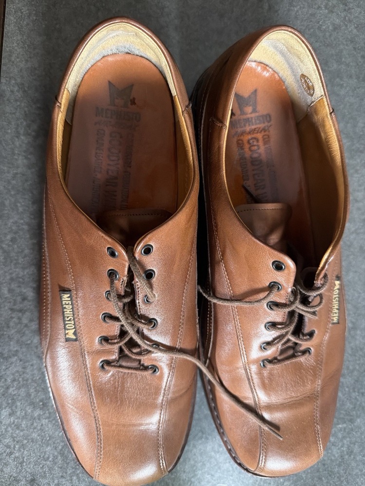 12 US Mephisto Match Men's Walking Shoes Brown Leather Comfort Sneaker