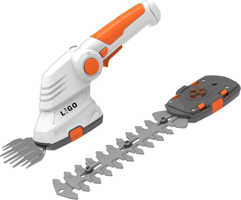 LIGO 7.2V Cordless Grass Shear, Battery Powered White&Black&Orange