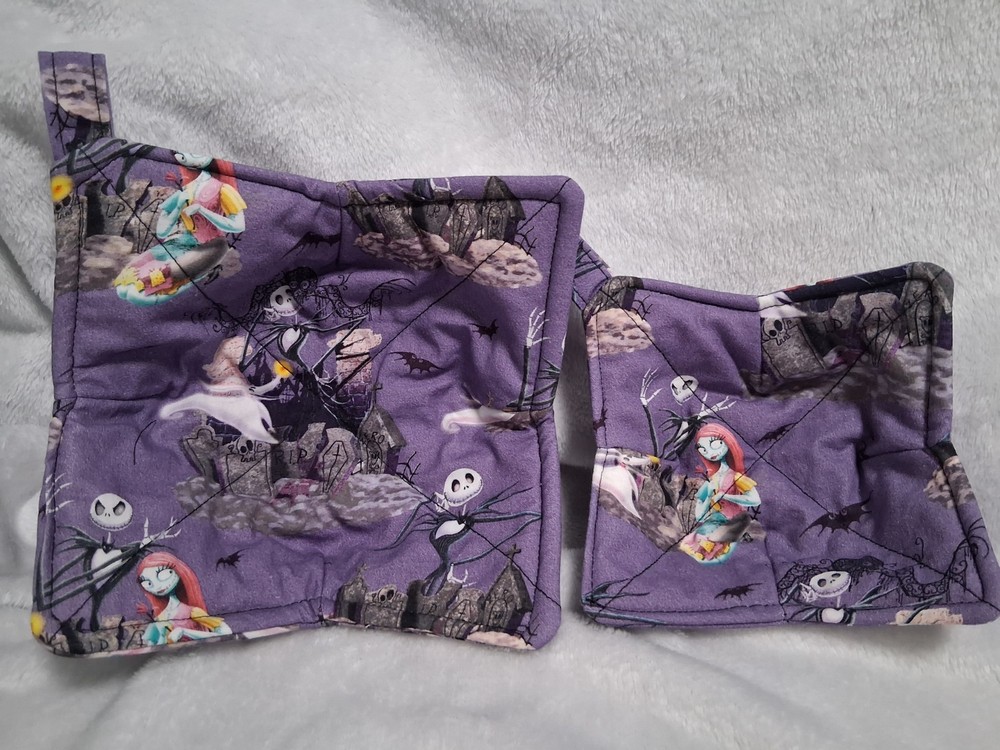 Nightmare Before Christmas black purple Bowl Cozy, Set Of 2- 1 Standard, 1 small