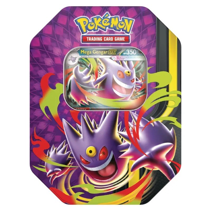 Pokemon Mega Evolution Mega Moonlit Tin Box GENGAR Sealed with 4 Booster Packs