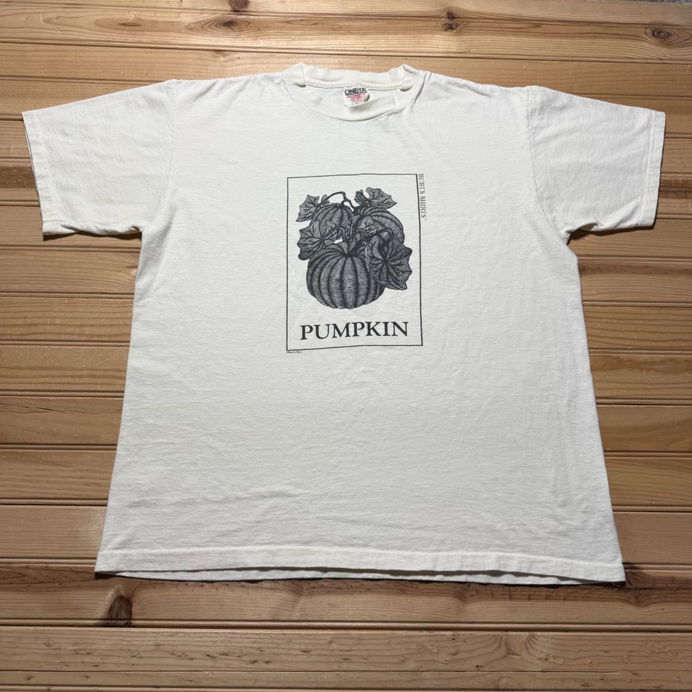 Vintage 90s Burt’s Shirts Pumpkin Botanical Single Stitch Graphic T-Shirt Large
