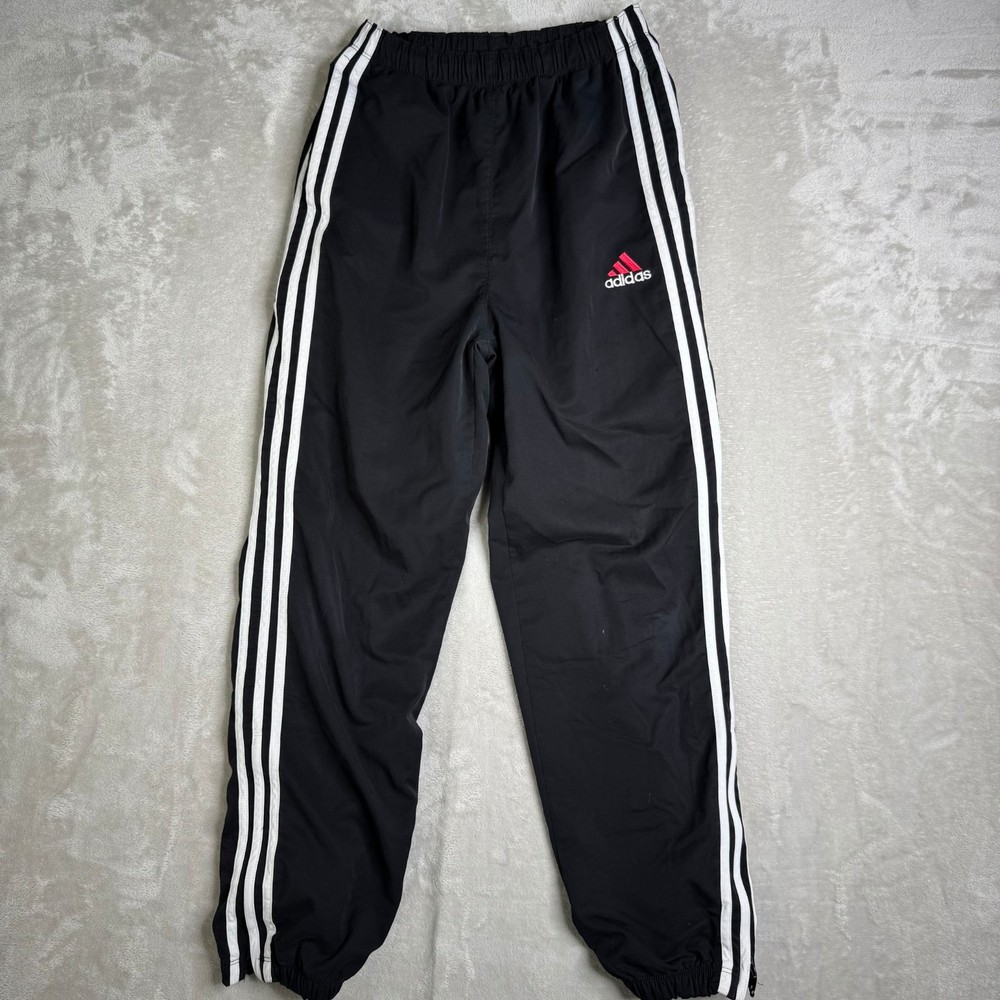 VTG Adidas Track Pants Black red Logo Windbreaker Men’s Sz S Lined