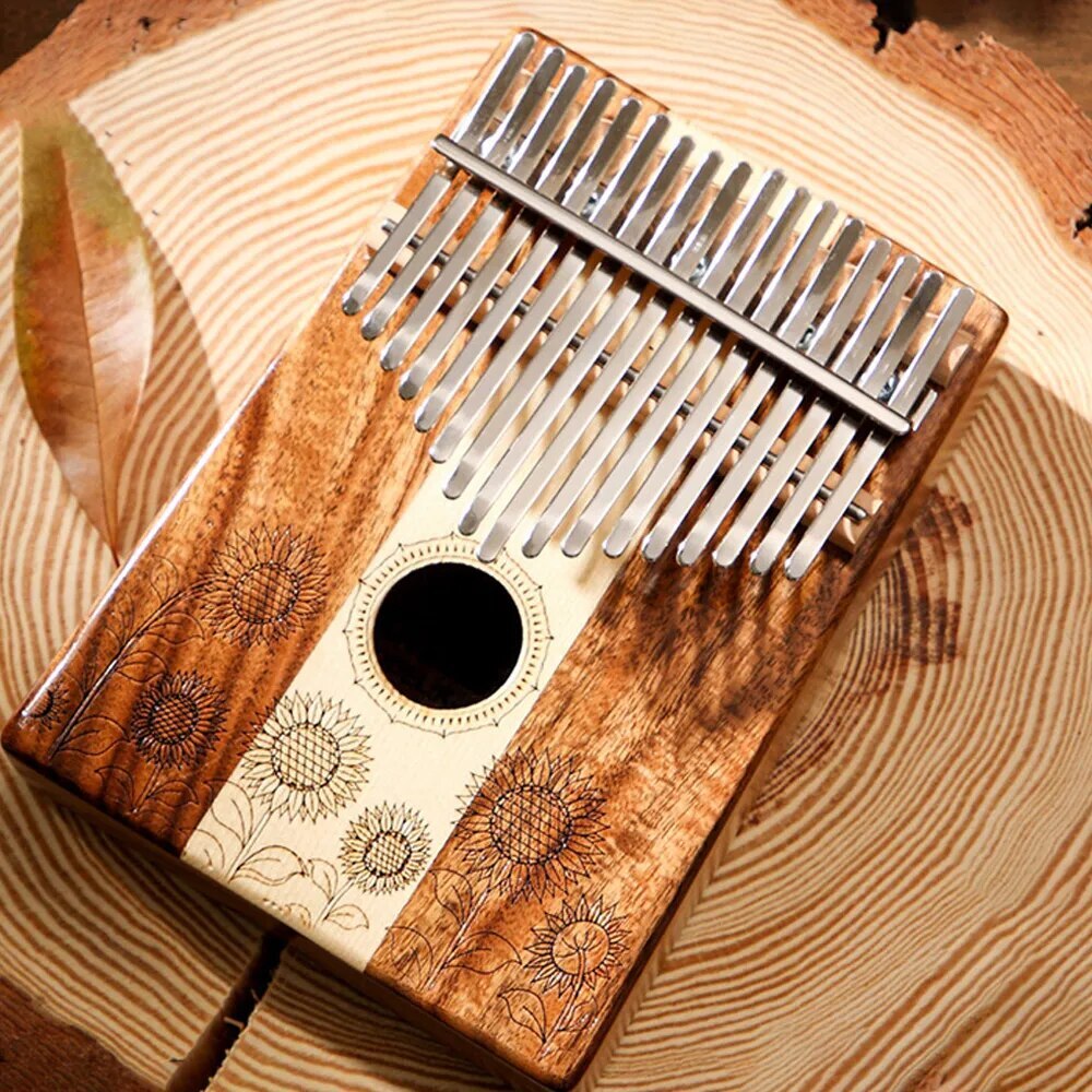 100% New Thumb Piano Portable Kalimba 17-Key Kalimba Sunflower Pattern Bel Canto