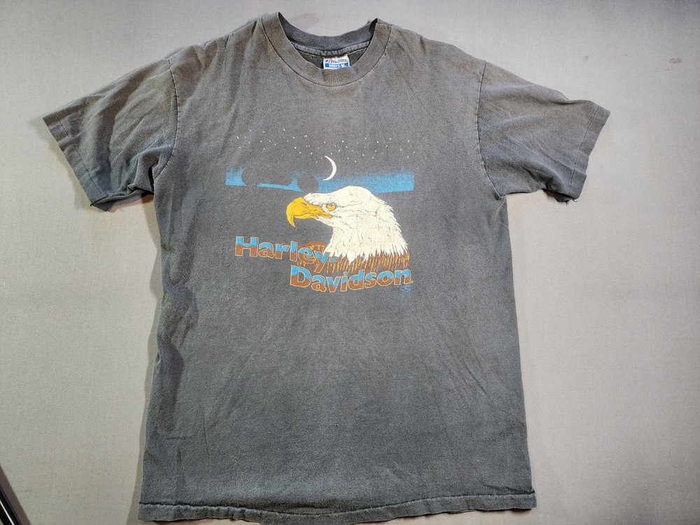 80s Vintage Harley Davidson Eagle T-Shirt Large Scooters Cycle Colorado U.S. 70s